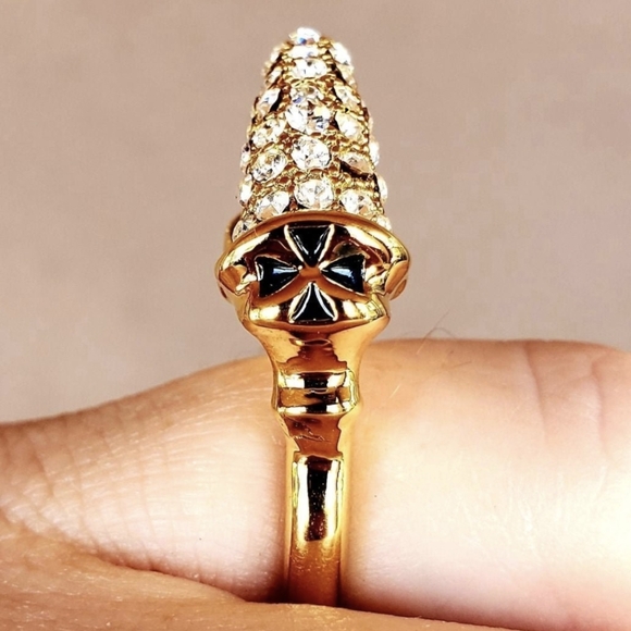 New Faceted Opal and White Topaz Claw & Cross Cuff Ring. - Picture 6 of 12